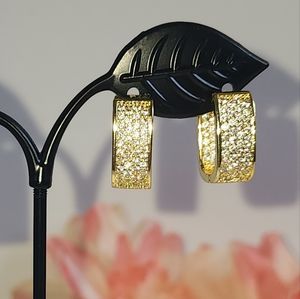 🧡 Beautiful 18k Gold Plated Rhinestone Hoop Earrings ☆》NWT《☆